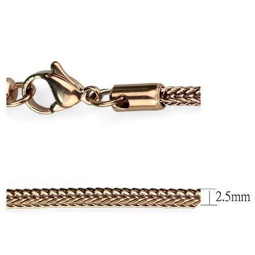 TK2430R IP Rose Gold Stainless Steel Chain, showcasing its elegant design and lightweight structure.