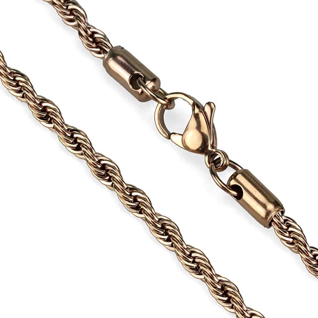TK2434R IP Rose Gold Stainless Steel Chain, showcasing its elegant design and luxurious finish.