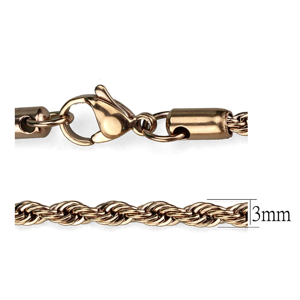TK2434R IP Rose Gold Stainless Steel Chain, showcasing its elegant design and luxurious finish.