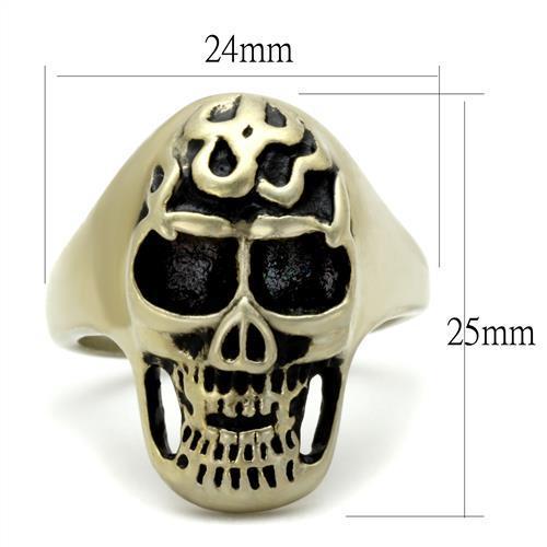 TK2450 IP Antique Copper Stainless Steel Ring featuring a jet epoxy center stone, showcasing its elegant design and unique finish.