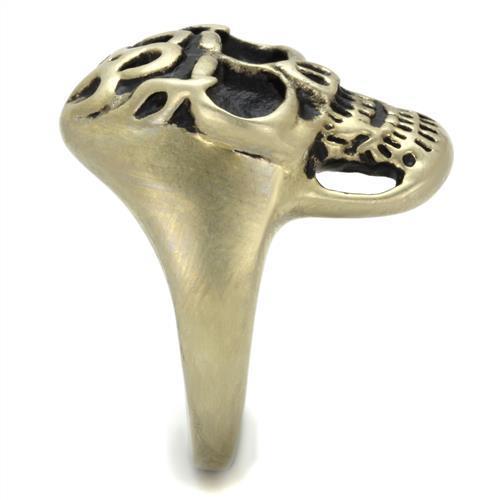 TK2450 IP Antique Copper Stainless Steel Ring featuring a jet epoxy center stone, showcasing its elegant design and unique finish.