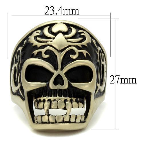 TK2454 IP Antique Copper Stainless Steel Ring featuring a jet epoxy center stone, showcasing its elegant design and vintage finish.