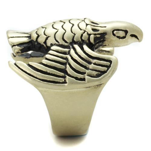 TK2466 IP Antique Copper Stainless Steel Ring featuring a glossy jet epoxy center stone, showcasing a vintage-inspired design.