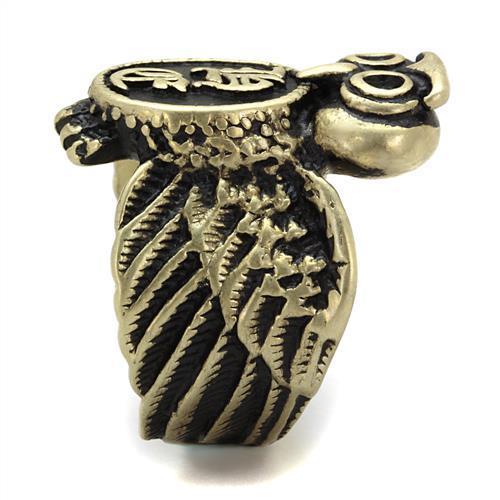 TK2465 IP Antique Copper Stainless Steel Ring featuring a Jet Epoxy center stone, showcasing its elegant design and vintage finish.