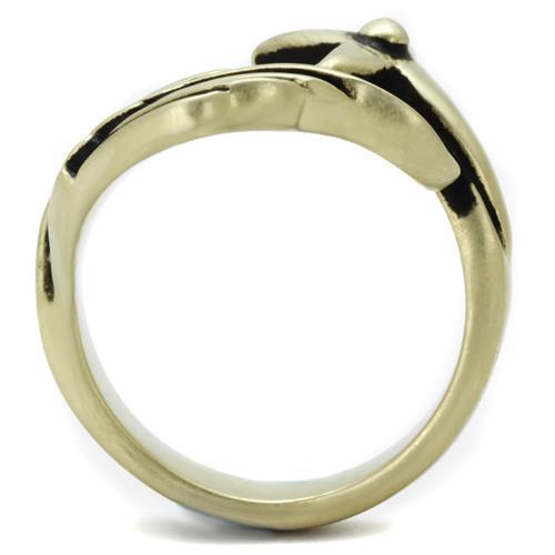TK2470 IP Antique Copper Stainless Steel Ring featuring a jet epoxy center stone, showcasing its elegant design and vintage finish.