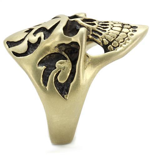 TK2448 IP Antique Copper Stainless Steel Ring featuring a jet epoxy center stone, showcasing its elegant design and vintage finish.