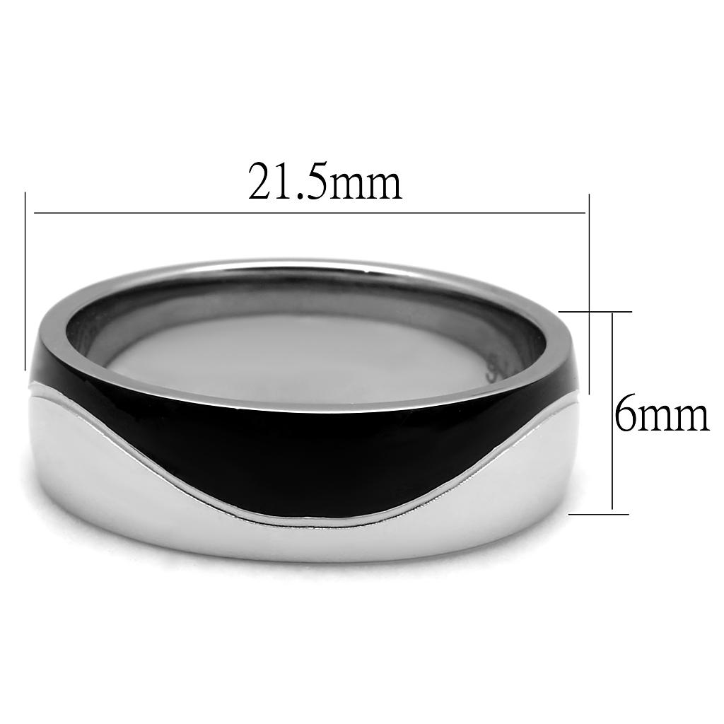 TK2567 Two-Tone IP Black Stainless Steel Ring showcasing its sleek design and modern finish.