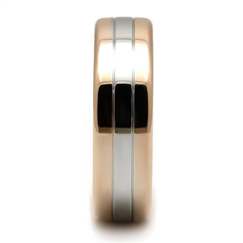 TK2569 Two-Tone IP Rose Gold Stainless Steel Ring, featuring a minimalist design with a luxurious finish and no center stone.