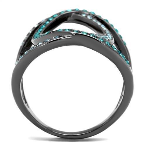 TK2557 IP Light Black Stainless Steel Ring featuring a multi-color top-grade crystal, showcasing a modern and elegant design.