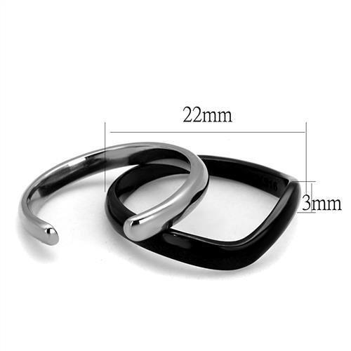 TK2618 Two-Tone IP Black Stainless Steel Ring, showcasing its sleek design and modern finish.