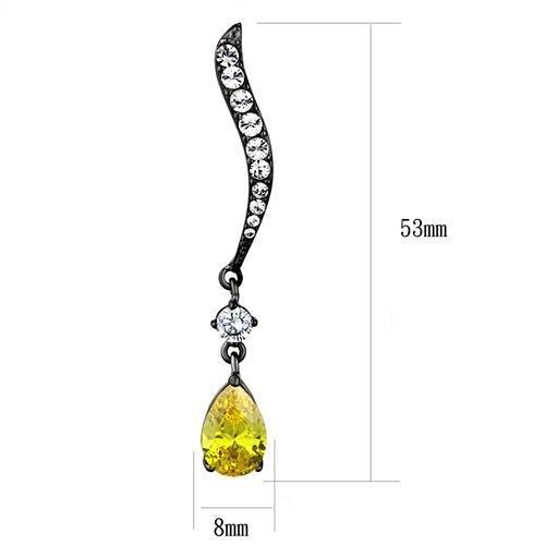 TK2631 IP Light Black Stainless Steel Earrings featuring AAA Grade CZ stone in topaz color, showcasing a modern and elegant design.