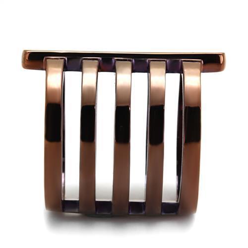 TK2697 IP Coffee light Stainless Steel Ring featuring a top grade light coffee crystal, showcasing its elegant design and durable material.