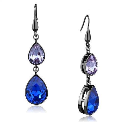 TK2706 IP Light Black Stainless Steel Earrings featuring a multi-color top grade crystal, showcasing a modern and elegant design.