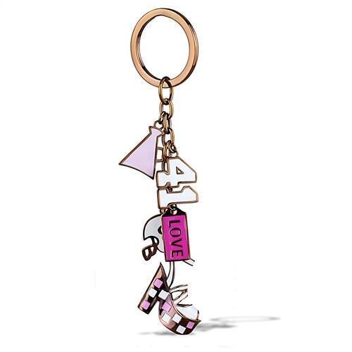 TK2717 IP Coffee light Stainless Steel Key Ring featuring a vibrant multi-color epoxy stone, showcasing its elegant design and durable material.