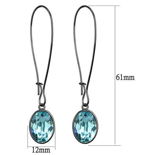 TK2720 IP Light Black Stainless Steel Earrings featuring a sea blue top-grade crystal, showcasing a modern and elegant design.