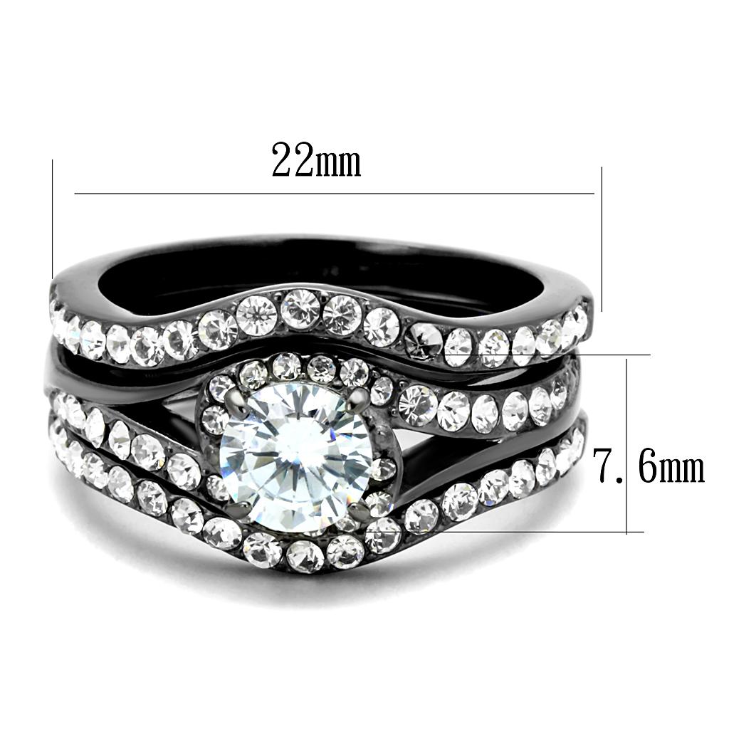 TK2739 IP Light Black Stainless Steel Ring featuring AAA Grade CZ stone, showcasing a modern design and elegant finish.