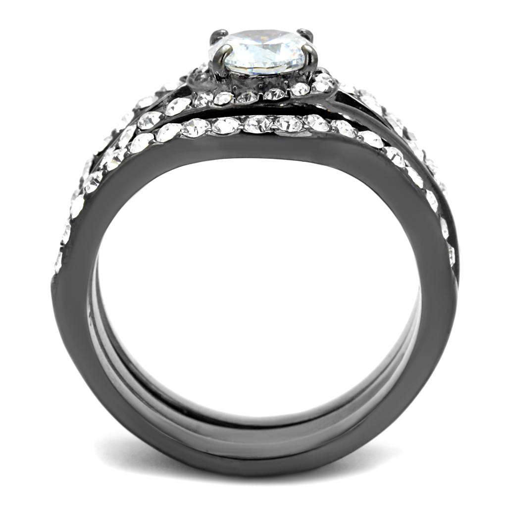 TK2739 IP Light Black Stainless Steel Ring featuring AAA Grade CZ stone, showcasing a modern design and elegant finish.