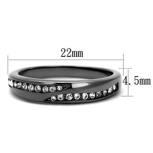 TK2751 IP Light Black Stainless Steel Ring featuring a clear top-grade crystal, showcasing a modern and elegant design.