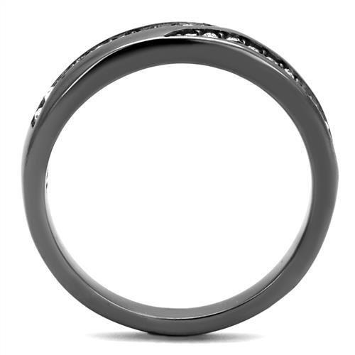 TK2751 IP Light Black Stainless Steel Ring featuring a clear top-grade crystal, showcasing a modern and elegant design.