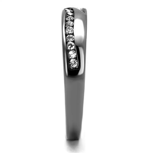 TK2751 IP Light Black Stainless Steel Ring featuring a clear top-grade crystal, showcasing a modern and elegant design.