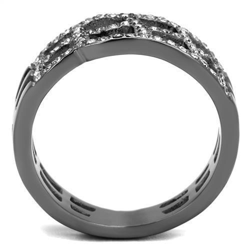 TK2753 IP Light Black Stainless Steel Ring featuring a top-grade black diamond crystal, showcasing a modern and elegant design.