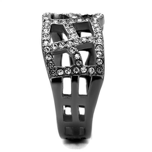 TK2753 IP Light Black Stainless Steel Ring featuring a top-grade black diamond crystal, showcasing a modern and elegant design.