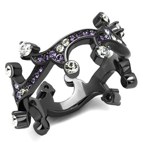 TK2780 IP Light Black Stainless Steel Ring featuring a AAA Grade clear CZ stone, showcasing a modern and elegant design.