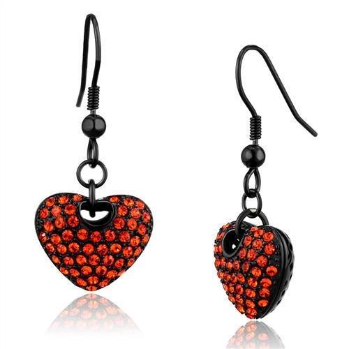 TK2790 IP Black Stainless Steel Earrings featuring top-grade orange crystal centerpiece, showcasing modern elegance and style.