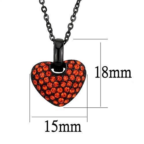 TK2791 IP Black Stainless Steel Chain Pendant featuring an orange top-grade crystal centerpiece, showcasing a modern design.
