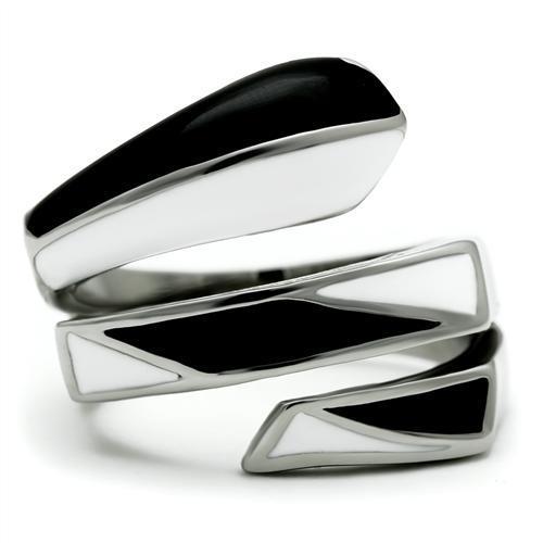 TK228 High Polished Stainless Steel Ring with a sleek, minimalist design, showcasing its shiny surface and smooth edges.