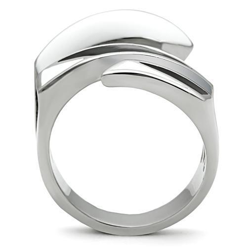 TK228 High Polished Stainless Steel Ring with a sleek, minimalist design, showcasing its shiny surface and smooth edges.