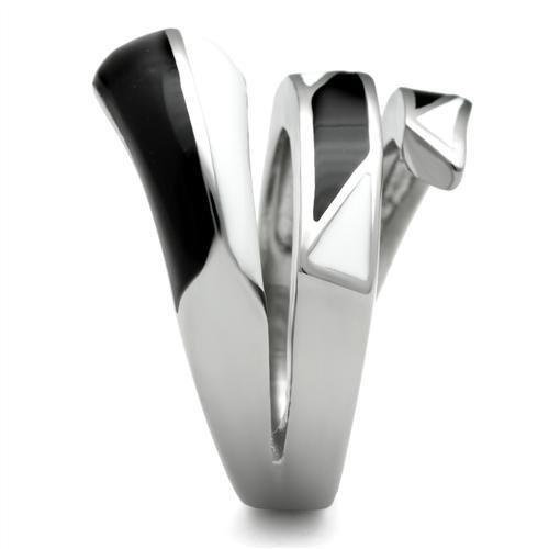 TK228 High Polished Stainless Steel Ring with a sleek, minimalist design, showcasing its shiny surface and smooth edges.
