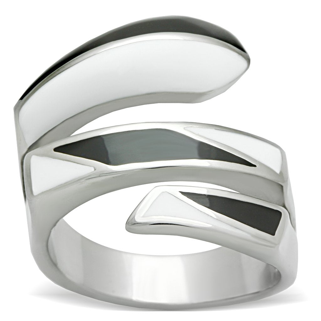 TK228 High Polished Stainless Steel Ring with a sleek, minimalist design, showcasing its shiny surface and smooth edges.
