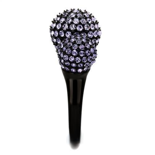 TK2285 IP Black Stainless Steel Ring featuring a multi-color top-grade crystal, showcasing a modern design with a sleek finish.