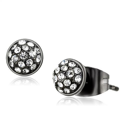 TK2854 IP Light Black Stainless Steel Earrings featuring a clear top-grade crystal, showcasing a modern design and elegant finish.