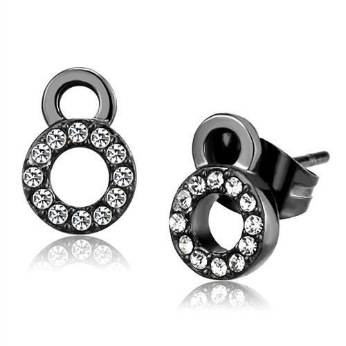 TK2856 IP Light Black Stainless Steel Earrings featuring a clear top grade crystal, showcasing a modern and elegant design.