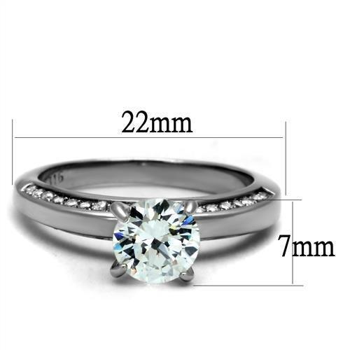 TK2864 High Polished Stainless Steel Ring featuring a clear AAA Grade CZ stone, showcasing a sleek and shiny design.