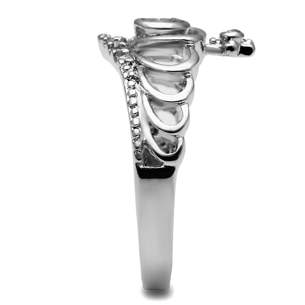 TK2870 High Polished Stainless Steel Ring featuring a clear AAA Grade CZ stone, showcasing a brilliant shine and elegant design.