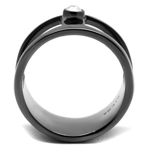 TK2898 IP Light Black Stainless Steel Ring featuring a clear top-grade crystal, showcasing a modern and elegant design.