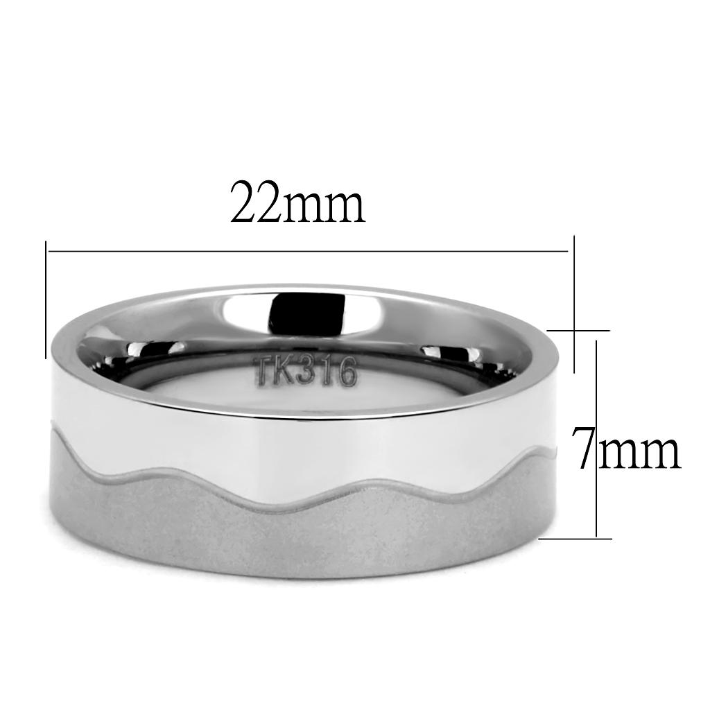TK2918 High Polished Stainless Steel Ring with a sleek, shiny finish, showcasing its minimalist design without any stones.