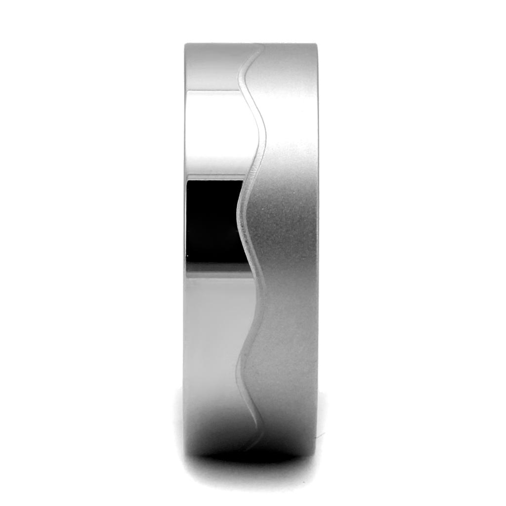 TK2918 High Polished Stainless Steel Ring with a sleek, shiny finish, showcasing its minimalist design without any stones.
