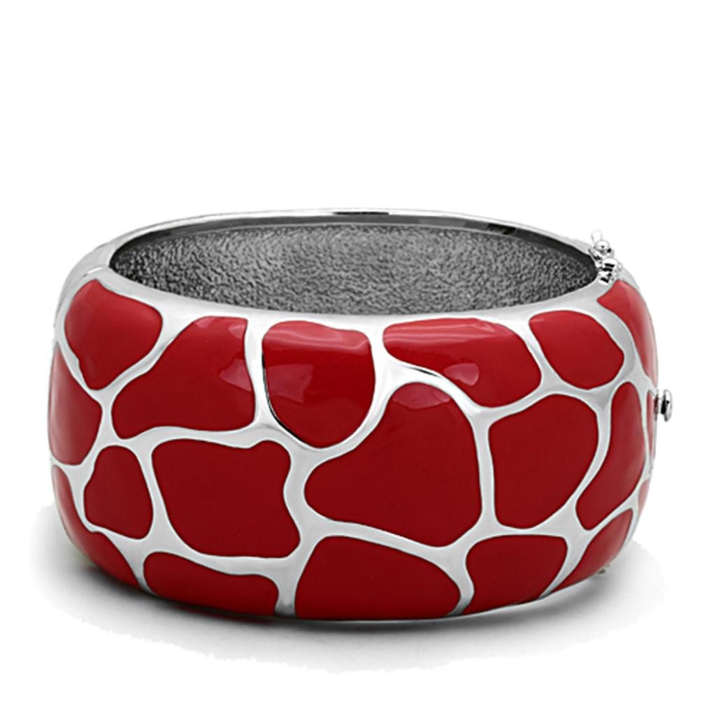 TK294 High Polished Stainless Steel Bangle featuring a vibrant Siam epoxy center stone, showcasing a sleek and modern design.
