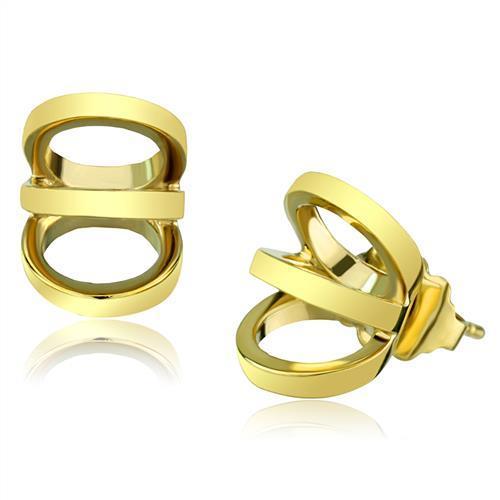 TK2952 IP Gold Stainless Steel Earrings with a minimalist design, showcasing a sleek gold finish and no stone.