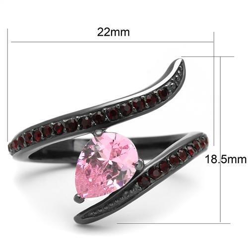 TK2972 IP Light Black Stainless Steel Ring featuring AAA Grade CZ stone in rose color, showcasing a modern and elegant design.