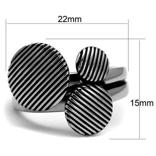 TK2973 High Polished Stainless Steel Ring featuring a jet epoxy stone, showcasing a sleek and modern design.