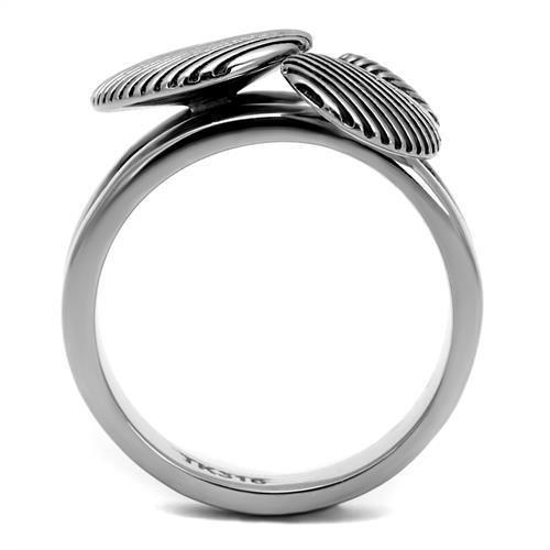 TK2973 High Polished Stainless Steel Ring featuring a jet epoxy stone, showcasing a sleek and modern design.