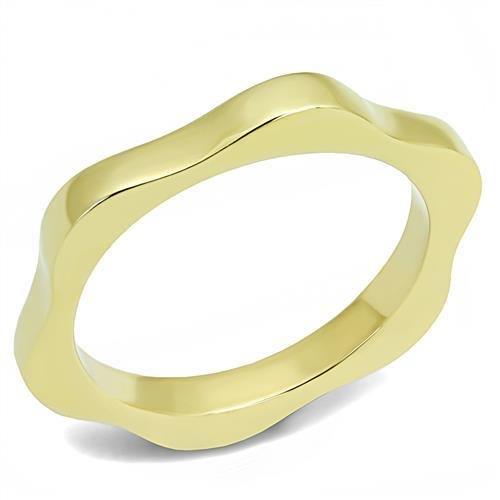 TK3033 IP Gold Stainless Steel Ring with a sleek design, featuring a polished finish and no center stone, perfect for elegant styling.