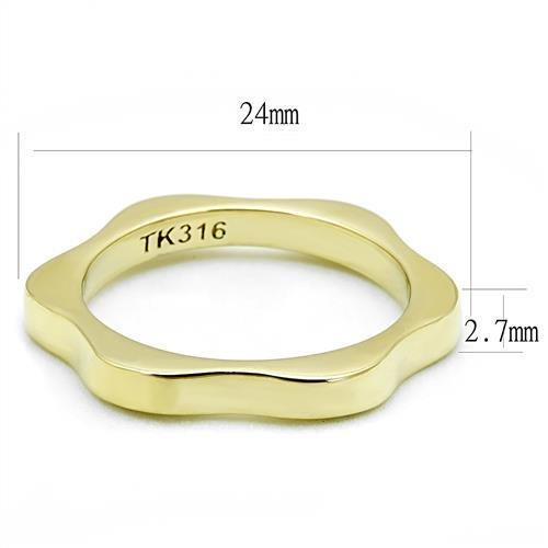 TK3033 IP Gold Stainless Steel Ring with a sleek design, featuring a polished finish and no center stone, perfect for elegant styling.