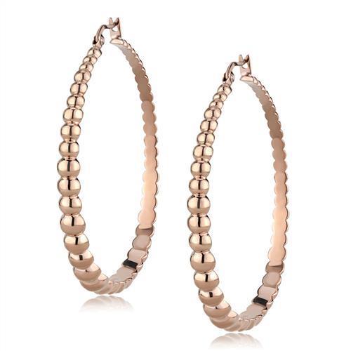 Elegant TK3068 IP Rose Gold Stainless Steel Earrings showcasing a minimalist design without stones.