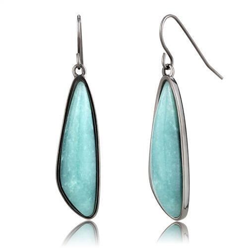 TK3072 IP Light Black Stainless Steel Earrings featuring Amazon Stone in emerald color, showcasing a modern and elegant design.